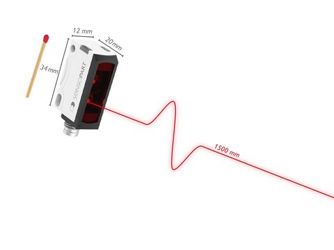 Thanks to its compact dimensions of 34 x 12 x 20 mm, our Time-of-Flight sensor of the F25 series is hardly larger than a match.