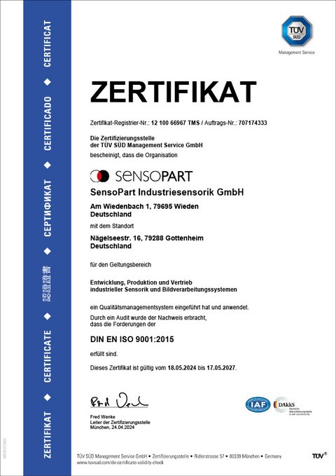Zertifikat DIN EN ISO 9001:2015
